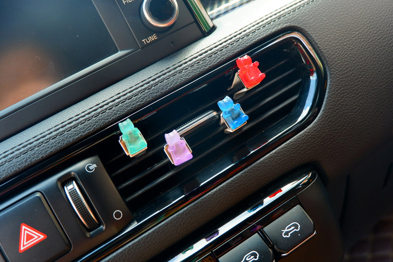 9Pcs Car Vent Clips, Kawaii Gummy Bear Car Decor, Cute Car Accessories for Women, Handmade Resin Multicolored Bear Magnets for Car, Fridge