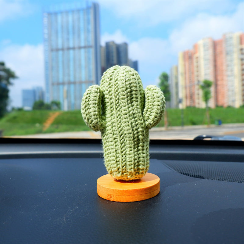 Cute Car Dashboard Decor, Crochet Cactus Car Accessories for Teens/Women, Boho Freshening Car Interior Accessory