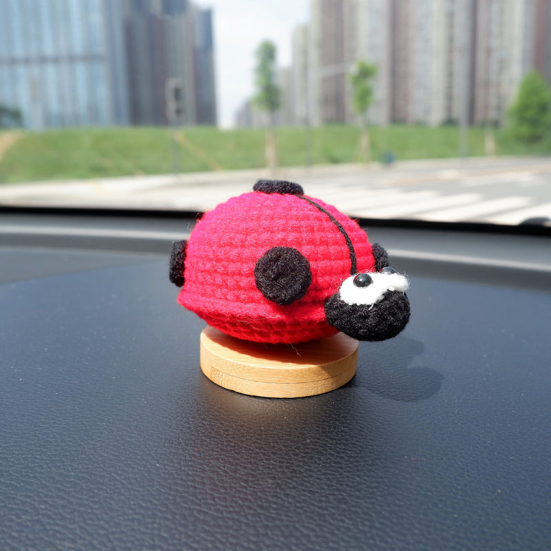 Kawaii Car Dashboard Decor, Crochet Red Ladybug Car Accessory, Cute Car Interior Decor, Boho Car Accessories for Teens/Women