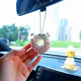 Crochet Car Hanging Charm, Cute Bunny Donut Car Mirror Hanging Accessory for Women, Kawaii Car Interior Decor Boho, Gift for Her