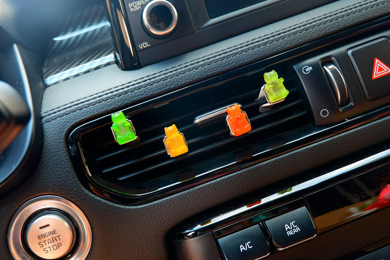 9Pcs Car Vent Clips, Kawaii Gummy Bear Car Decor, Cute Car Accessories for Women, Handmade Resin Multicolored Bear Magnets for Car, Fridge