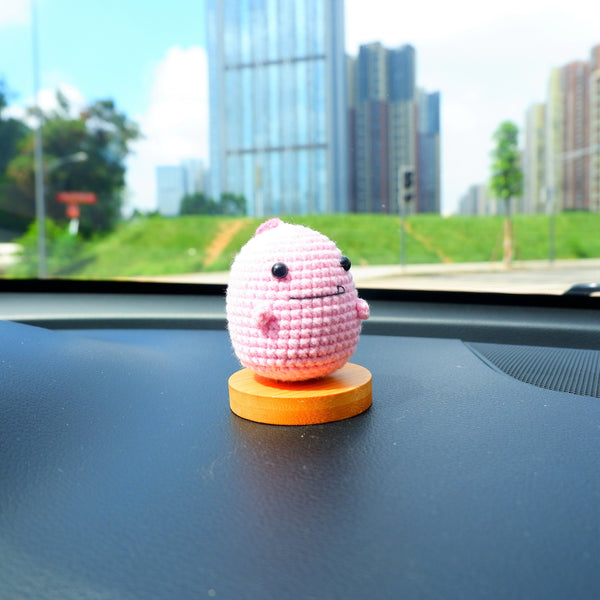 Kawaii Car Dashboard Decor, Crochet Pink Dinosaur Car Accessories, Cute Car Interior Decor, Cute Dinosaur Car Accessories for Teens/Women