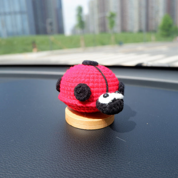 Kawaii Car Dashboard Decor, Crochet Red Ladybug Car Accessory, Cute Car Interior Decor, Boho Car Accessories for Teens/Women