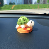 Cute Car Dashboard Decor, Crochet Sea Turtle Car Accessories for Teens/Women, Kawaii Car Interior Decoration, Mini Car Accessories