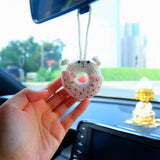 Crochet Car Hanging Charm, Cute Bunny Donut Car Mirror Hanging Accessory for Women, Kawaii Car Interior Decor Boho, Gift for Her