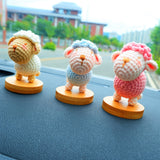 Cute Car Dashboard Decor, Crochet Mini Sheep Car Accessories for Teens/Women, Kawaii Car Interior Decoration, Christmas Gift