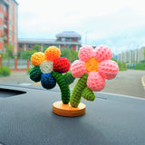 Crochet Rainbow Flower Car Accessories, Cute Little Flowers Car Dashboard Decor, Kawaii Colorful Car Interior Decoration, Christmas Gifts