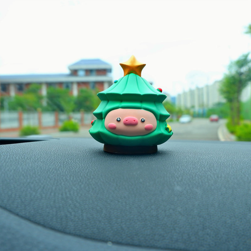 Cute Christmas Tree Car Accessories, Piggy Car Dashboard Decor, Kawaii Car Accessories for Women/Teens, Car Interior Decor, Christmas Gift