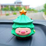 Cute Christmas Tree Car Accessories, Piggy Car Dashboard Decor, Kawaii Car Accessories for Women/Teens, Car Interior Decor, Christmas Gift