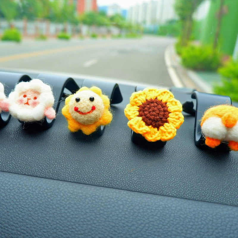 Set of 2 Car Seat Hook, Cute Wool Felt Sheep/Sunflower/Corgi/Smiley Sun Car Headrest Hanger, Car Seat Purse Hooks, Car Accessories for Women