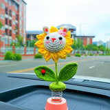 Cute Sunflower Car Accessories, Crochet Bunny Sunflower Car Dashboard Decor for Women, Boho Car Air Freshener, Christmas Gift