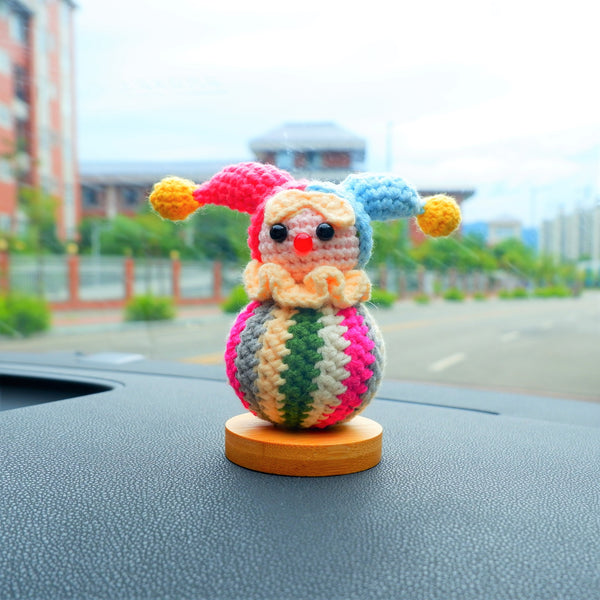 Funny Car Dashboard Decor, Crochet Dreamy Clown Car Accessories, Rainbow Clown Balloon Car Interior Decor, Cute Car Accessories for Teens