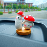 Crochet Mushroom Car Dashboard Decor, Kawaii Smiley Mushrooms Car Accessories, Cute Interior Car Decor, Cute Car Accessories for Women