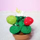 Crochet Mini Potted Plants, Strawberry Car Dashboard Decor, Kawaii Car Accessory for Women, Work from Home Gift, Office Desk Accessories