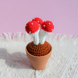 Crochet Mini Potted Plants, Mushroom Car Dashboard Decor, Kawaii Car Accessory for Women, Work from Home Gift, Office Desk Accessories