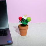 Crochet Mini Potted Plants, Strawberry Car Dashboard Decor, Kawaii Car Accessory for Women, Work from Home Gift, Office Desk Accessories