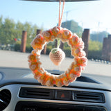 Crochet Wreath Car Accessories, Cute Peach/Smiley Sun/Sprout Mirror Hanging Accessory for Women, Car Interior Decor Boho, Gift for Her