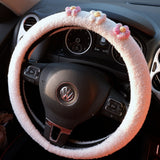 Crochet Gradient Fluffy Flower Steering Wheel Cover, Berber Fleece/Sherpa Swirls Steering Wheel Cover, Winter Car Accessories for Women