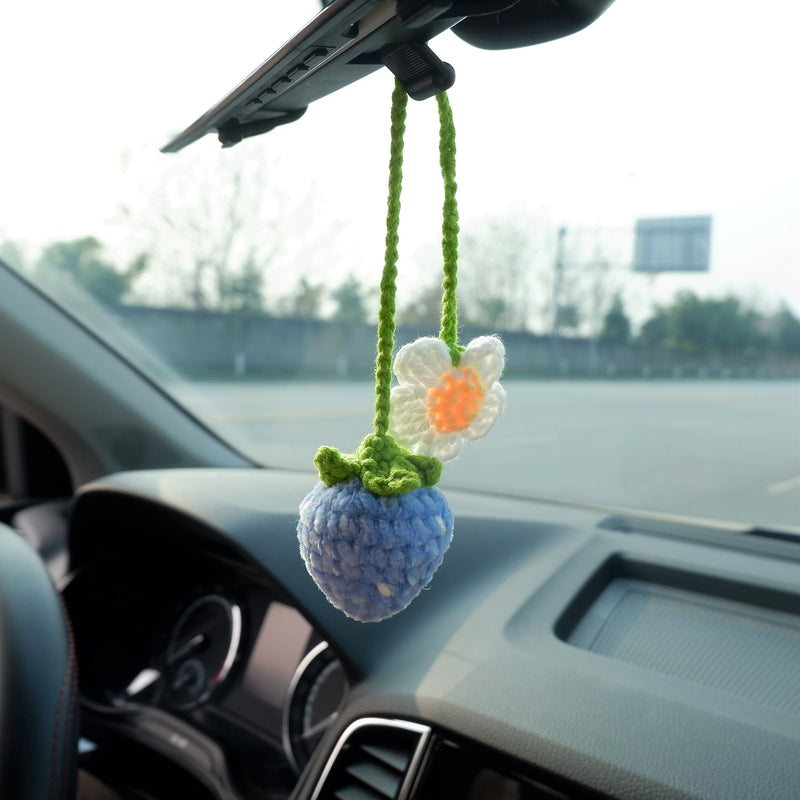 Handmade Crochet Strawberry Car Steering Wheel Cover