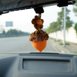 Crochet Acorn & Flower Car Mirror Hanging Accessories, Kawaii Daisy Car Rear View Mirror Accessory for Women, Cute Car Interior Accessory