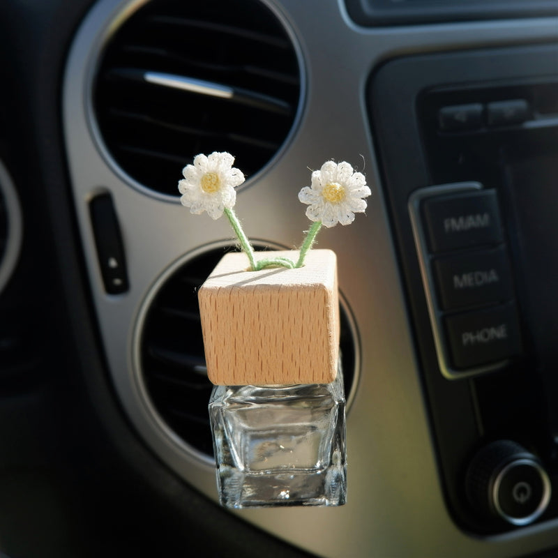 Car Vent Clip Plant, Crochet Sunflower/Rose/Daisy/Lavender/Clover Car Air Freshener, Car Diffuser Bottle, Cute Car Accessories for Women