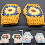 Crochet Driving Gloves, Knit Sunflower/Daisy Fingerless Driving Gloves, Boho Flower Gloves, Winter Warm Gloves, Car Accessories for Women