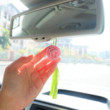 2Pcs Crochet Roses Car Mirror Accessories, Hanging Tassels Car Rear View Mirror Hanging Accessory, Boho Retro Car Interior Decor