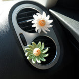 3Pcs Crochet Daisy Car Vent Clips, Car Air Freshener, Cute Gradient Daisy Air Vent Clip, Interior Car Accessory for Women, Car Mask Hanger