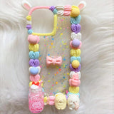 Decoden Phone Case, Bunny/Heart/Dango/Bow Phone Case, Rainbow Cream Border Whip iPhone Case, Phone Case for iPhone 11/12/13, OnePlus, Galaxy