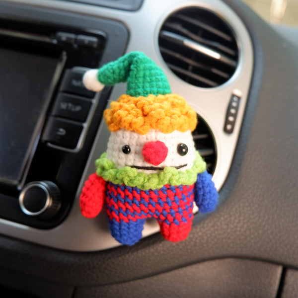 Crochet Clown Car Vent Clips, Cute Rainbow Clown Air Vent Clip, Kawaii Car Air Freshener, Interior Car Accessory for Women, Car Mask Hanger