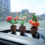 Crochet Mini Potted Plants, Rose/Daffodil/Pumpkin Car Dashboard Decor, Kawaii Car Accessory, Work from Home Gift, Office Desk Accessories