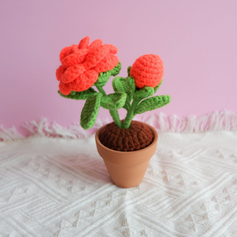 Crochet Mini Potted Plants, Rose/Daffodil/Pumpkin Car Dashboard Decor, Kawaii Car Accessory, Work from Home Gift, Office Desk Accessories