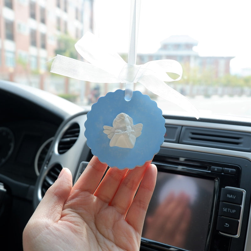 Car Mirror Accessory, Cute Little Angel Rear View Mirror Hanging Accessory, Retro Car Hanging Air Freshener, Kawaii Plaster Car Mirror Charm