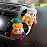 Crochet Clown Car Vent Clips, Cute Rainbow Clown Air Vent Clip, Kawaii Car Air Freshener, Interior Car Accessory for Women, Car Mask Hanger