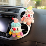 Crochet Clown Car Vent Clips, Cute Rainbow Clown Air Vent Clip, Kawaii Car Air Freshener, Interior Car Accessory for Women, Car Mask Hanger