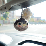 Cute Car Mirror Hanging Accessories, Crochet Fluffy Penguin/Avocado & Daisy Car Rear View Mirror Accessory, Kawaii Car Accessory for Teens