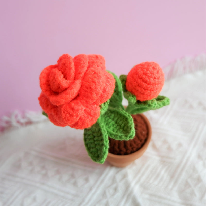 Crochet Mini Potted Plants, Rose/Daffodil/Pumpkin Car Dashboard Decor, Kawaii Car Accessory, Work from Home Gift, Office Desk Accessories