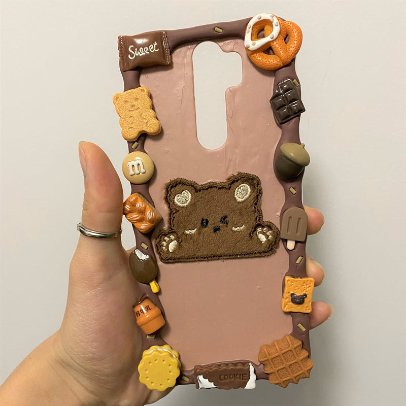 Decoden Phone Case, Bunny & Bear iPhone Case, Kawaii Anime Phone Case, Chenille Patch Phone Case for iPhone X/11/XR/13 Pro, OnePlus, Galaxy