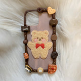 Custom Decoden Phone Case, Bear iPhone Case, Kawaii Anime Phone Case, Chenille Patch Phone Case for iPhone X/11/XR/13 Pro, OnePlus, Galaxy