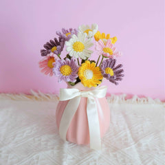 Micro Crochet Rainbow Daisy Flower Bouquet