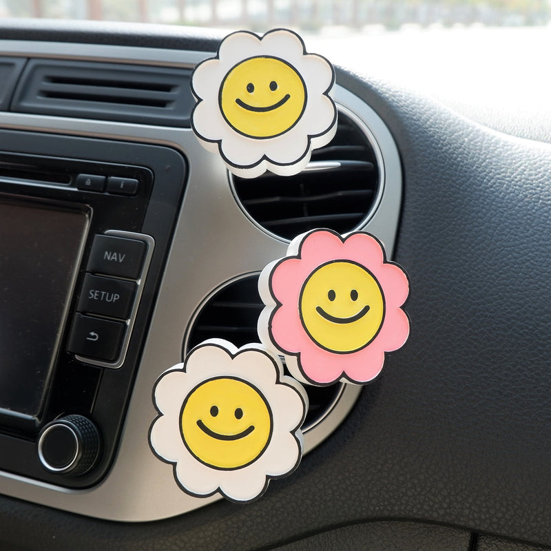 2Pcs/3Pcs Car Vent Clips Air Freshener, Chunky Smiley Sunflowers Car Vent Clips, Cute Car Interior Accessories for Women, Car Decor Boho