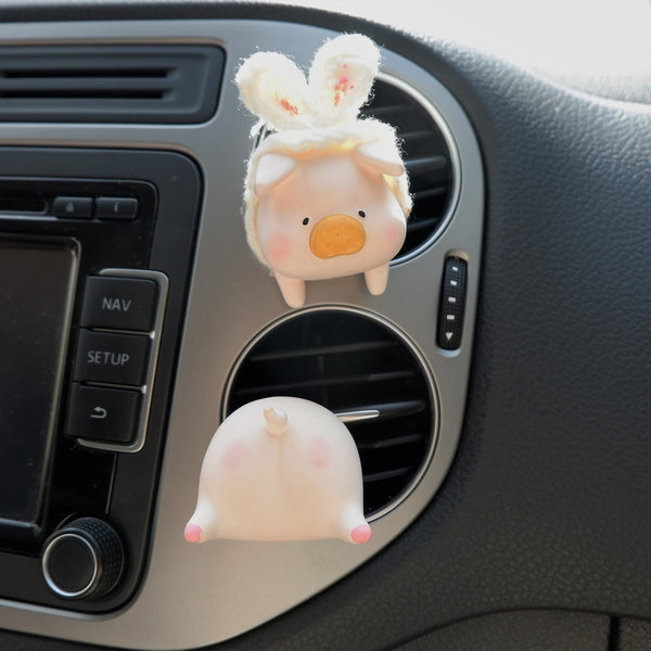 2Pcs Car Air Freshener Vent Clips, Kawaii Piggy With Bunny Ears Car Interior Decor, Cute Car Accessories for Women, Pig Butt Car Vent Clips