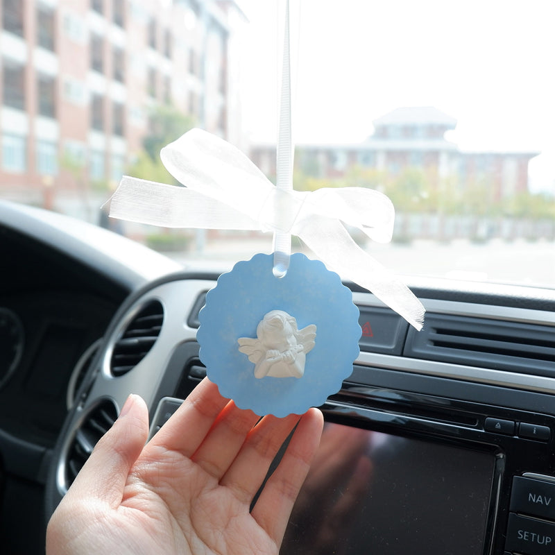 Car Mirror Accessory, Cute Little Angel Rear View Mirror Hanging Accessory, Retro Car Hanging Air Freshener, Kawaii Plaster Car Mirror Charm