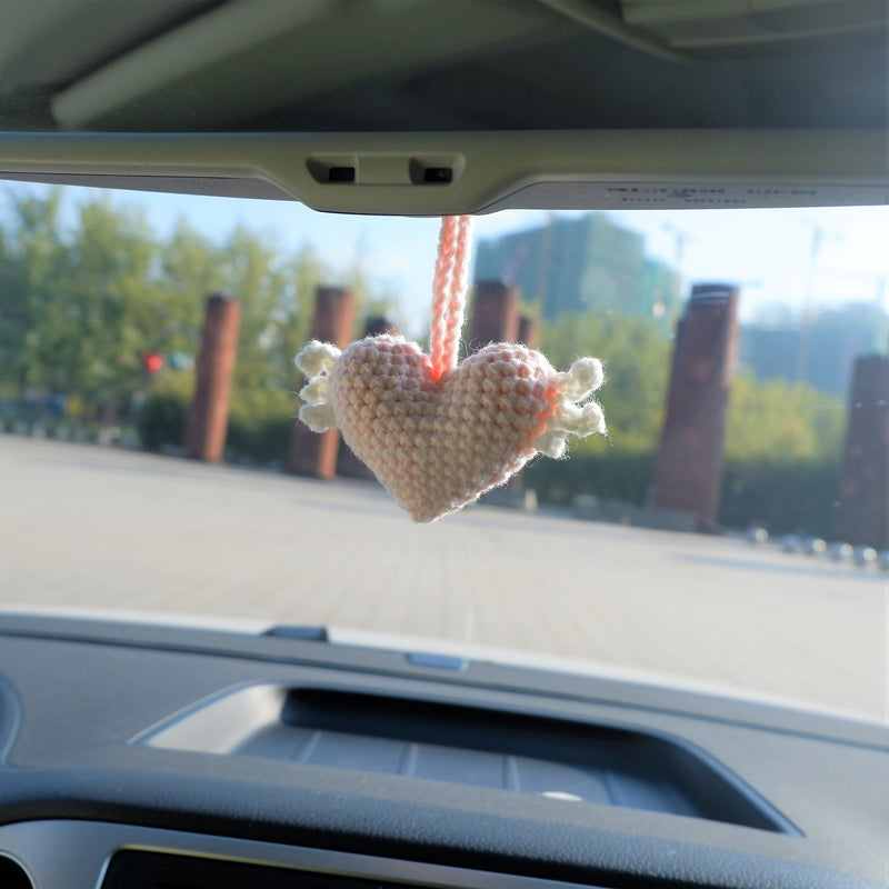 2Pcs Car Mirror Accessories- Crochet Hearts Wings – GFSISARTY