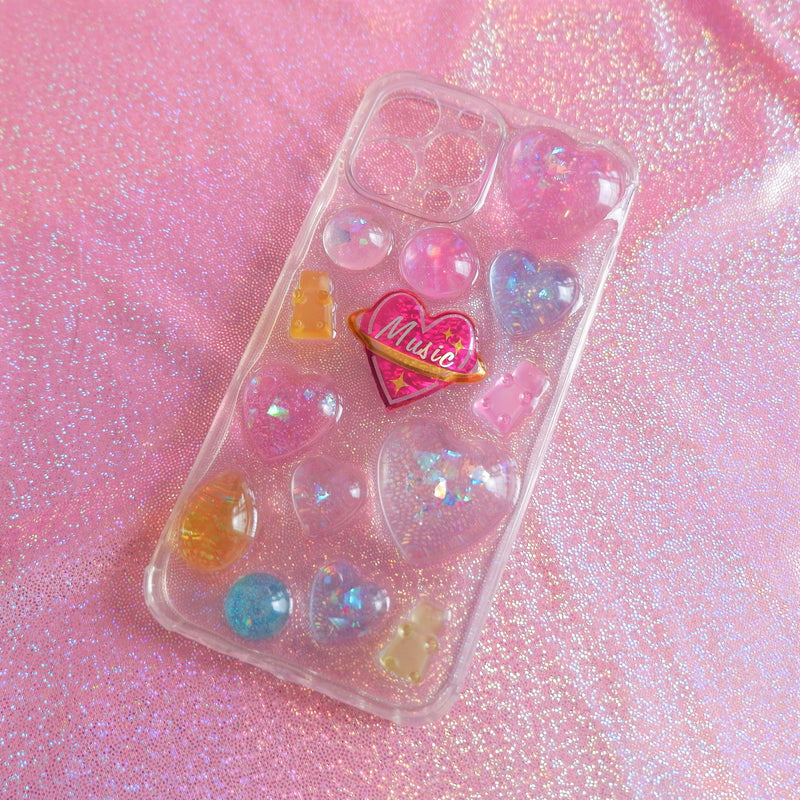 Bling Hearts 3D Phone Case, Resin Phone Case, Cute Glitter iPhone Case, Hearts Phone Case for iPhone XR/11/12/13 Pro Max, OnePlus, Galaxy