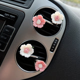 4pcs Car Vent Clips, Clay Flower Car Accessories, Cherry Blossom Car Air Vent Clip, Cute Car Accessory for Women, Flower Magnets for Fridge