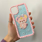 Custom Decoden Phone Case, Bear iPhone Case, Kawaii Anime Phone Case, Chenille Patch Phone Case for iPhone X/11/XR/13 Pro, OnePlus, Galaxy