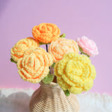 Crochet Roses Bouquet, Champagne Rose Bunch, Crochet Floral Arrangement in Vase, Knitted Everlasting Flower, Gift for Her, Mothers Day Gift