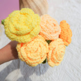 Crochet Roses Bouquet, Champagne Rose Bunch, Crochet Floral Arrangement in Vase, Knitted Everlasting Flower, Gift for Her, Mothers Day Gift