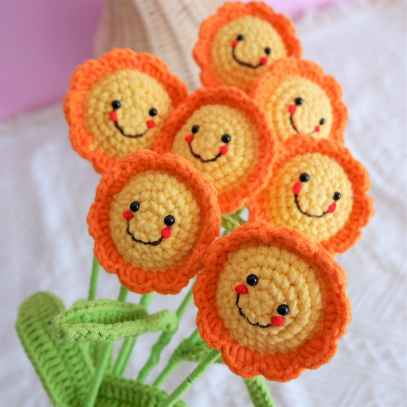 Crochet Flower Bouquet, Smiley Sun Bunch, Crochet Floral Arrangements, Knitted Everlasting Flower, Housewarming Gifts, Mothers Day Gifts